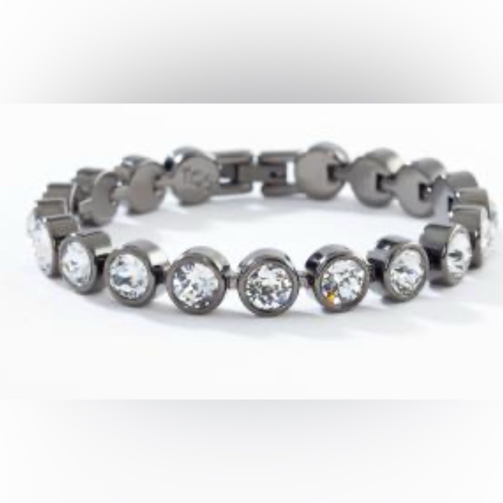 Touchstone Crystal by Swarovski Ice Bracelet Gun Metal & White Crystals BNIB